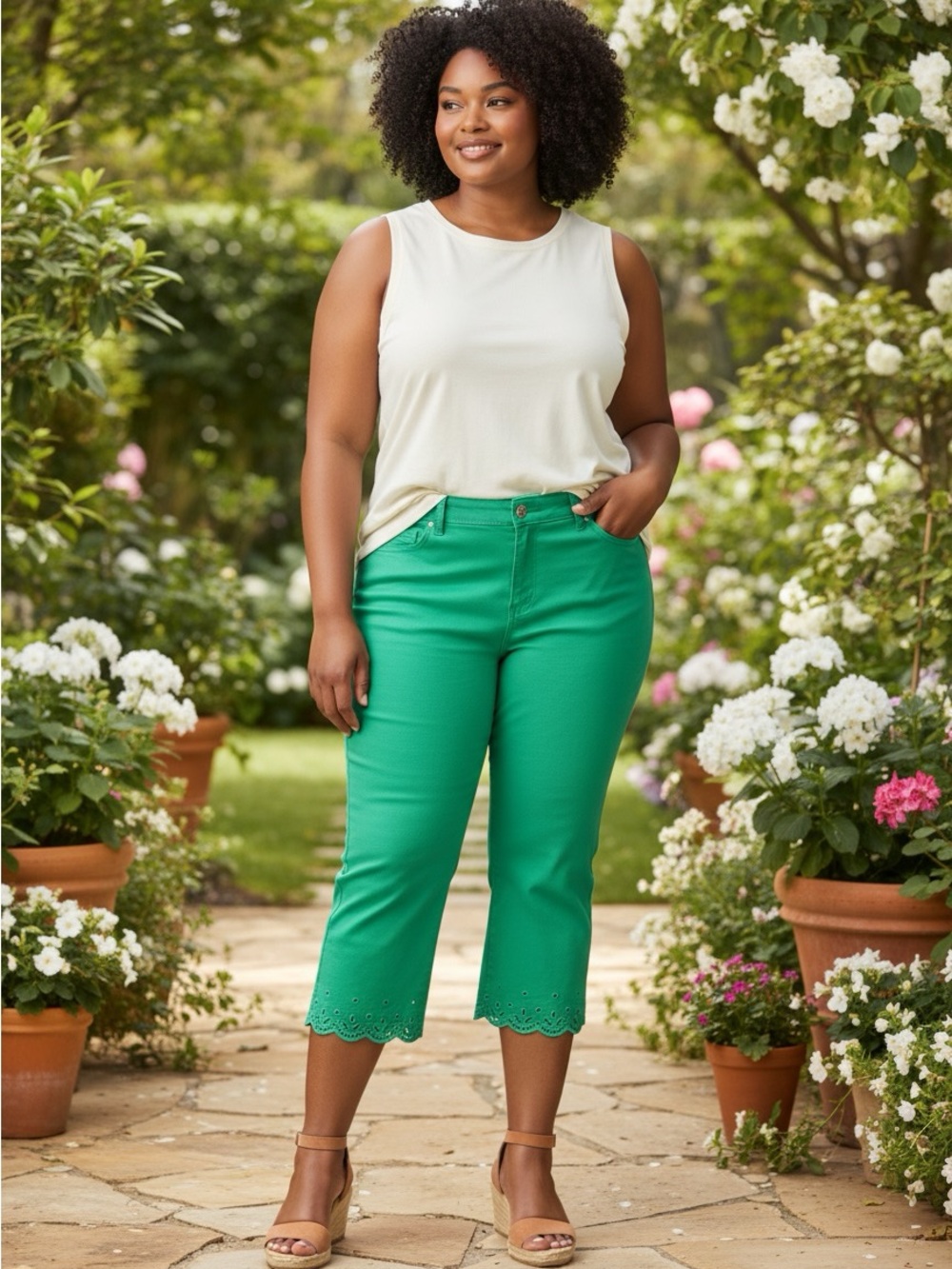 Lands End Emerald Green Cropped Pants